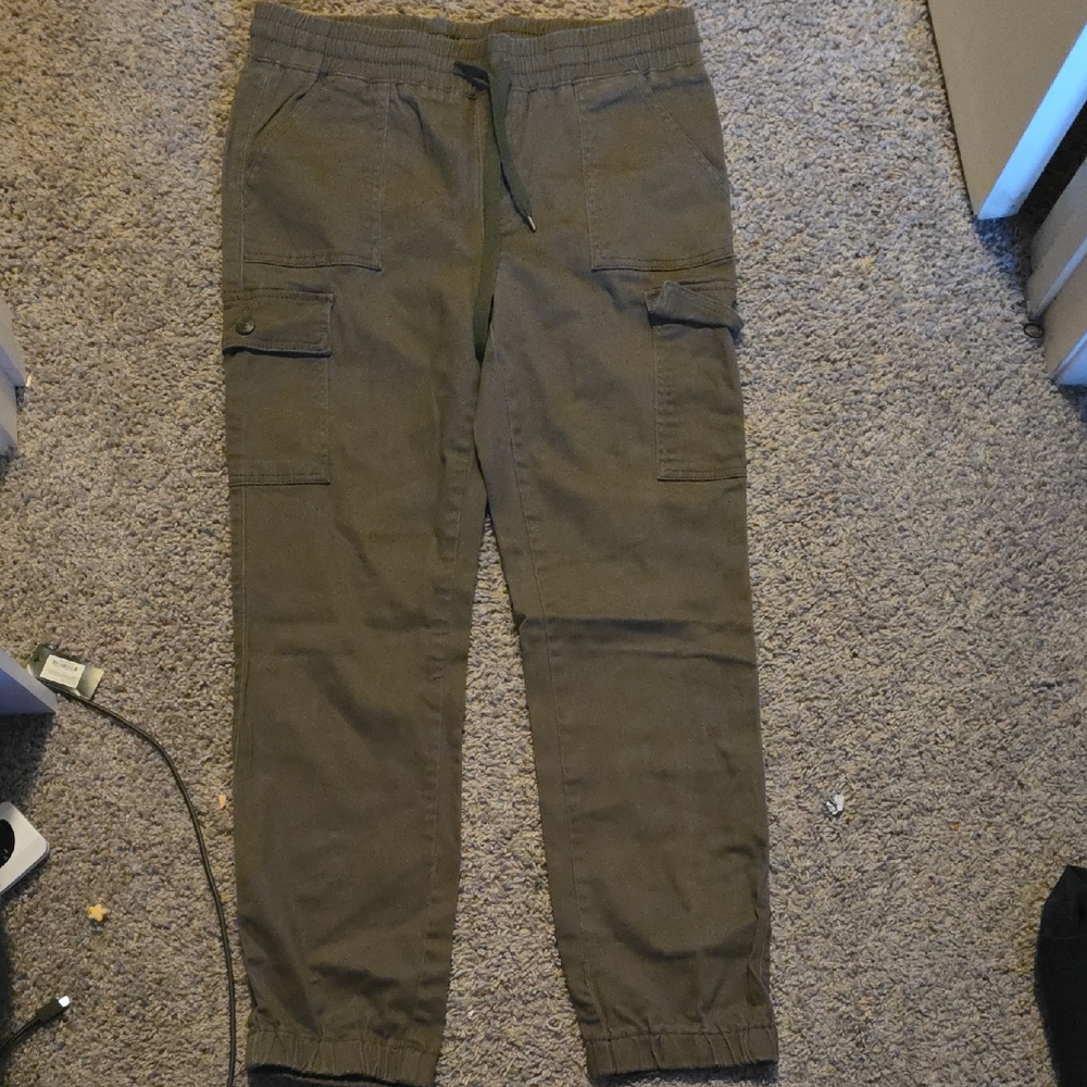 Olive Cargo Jogger Pants - Casual Utility Style